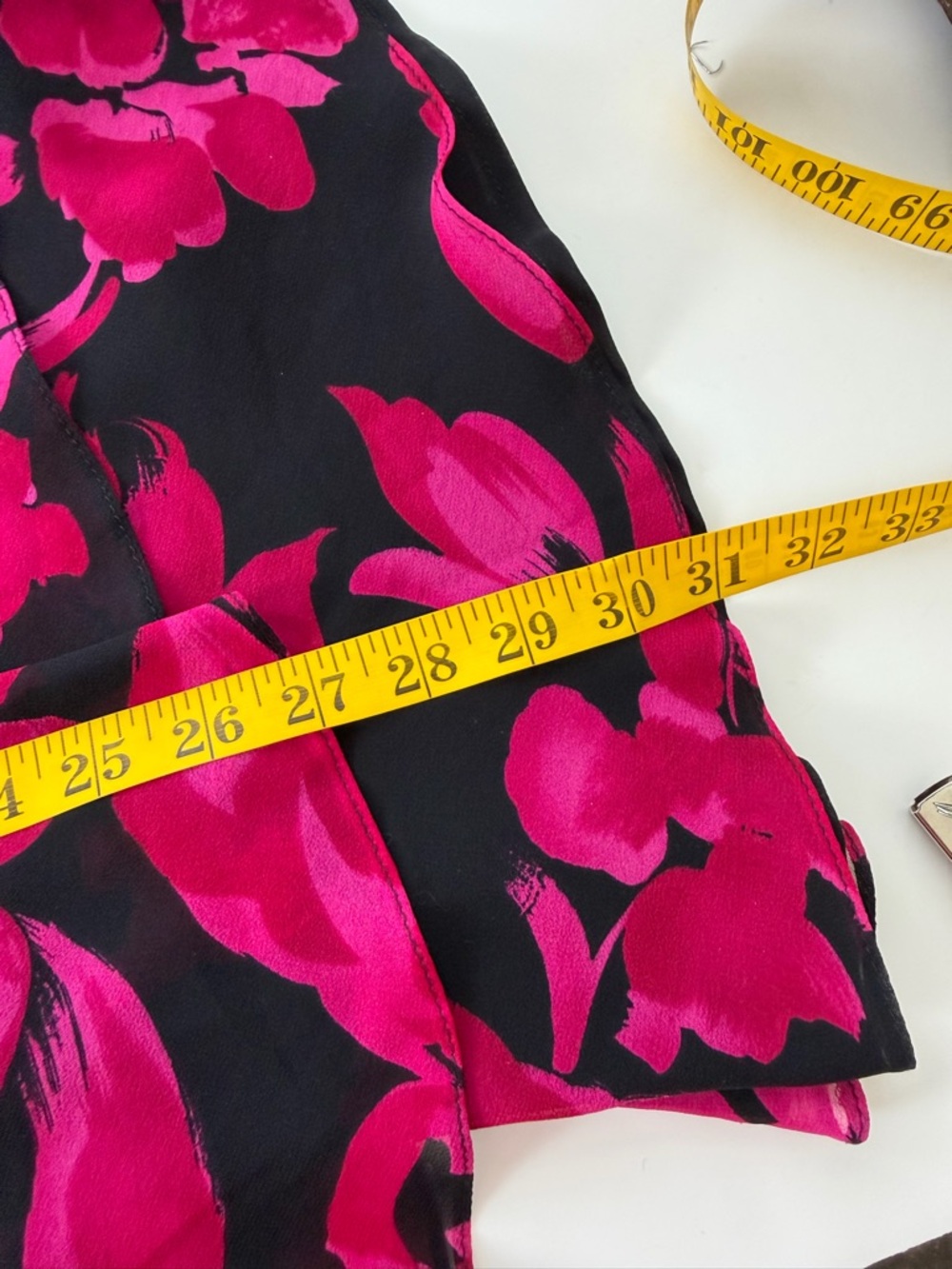 Vintage A.J. Bari 100% Silk Floral Tiered Mini Dress Pink & Black Size 10. - Picture 14 of 15
